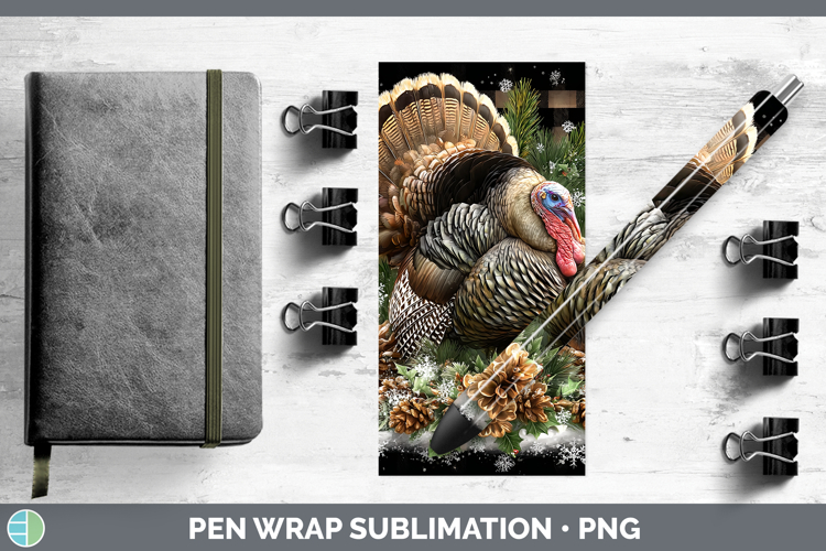 Turkey Farm Checker Christmas Pen Wrap Sublimation Design