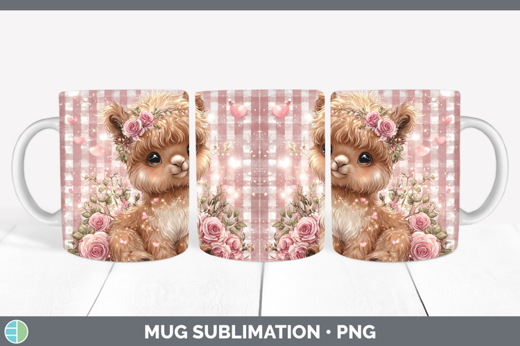 Alpaca Farm Checker Valentine Mug Wrap Sublimation Design