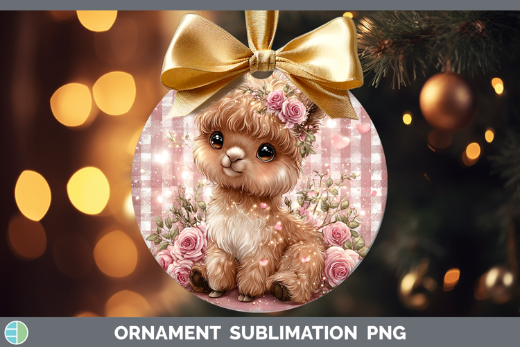 Alpaca Farm Checker Valentine Ornament Sublimation Design