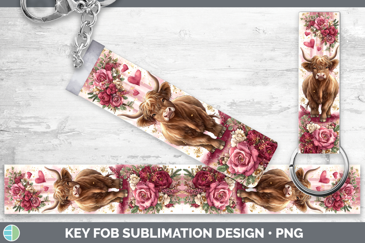Bull Farm Checker Valentine Key Fob Sublimation Design