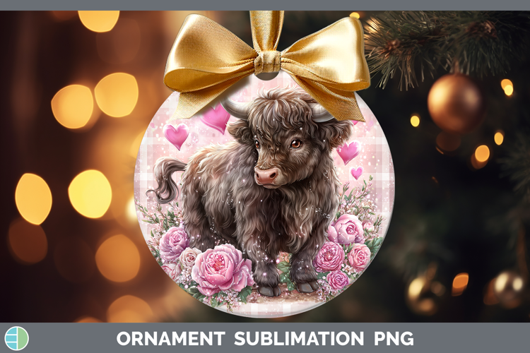 Bull Farm Checker Valentine Ornament Sublimation Design