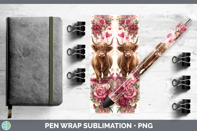 Bull Farm Checker Valentine Pen Wrap Sublimation Design