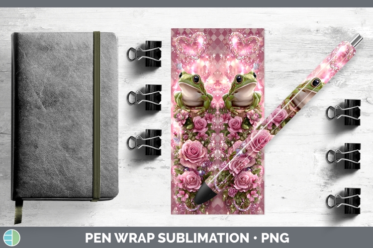 Bullfrog Farm Checker Valentine Pen Wrap Sublimation Design