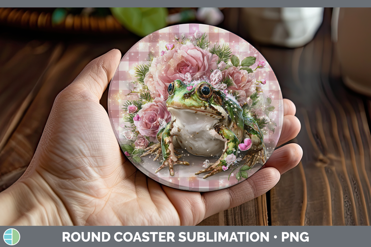 Bullfrog Farm Checker Valentine Round Coaster Sublimation De