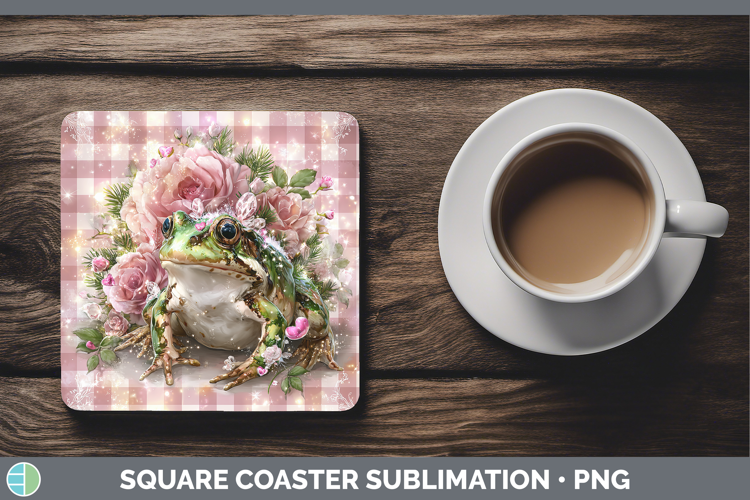 Bullfrog Farm Checker Valentine Square Coaster Sublimation D