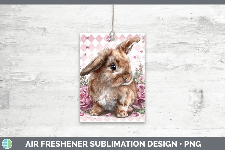 Bunny Farm Checker Valentine Air Freshener Sublimation Desig