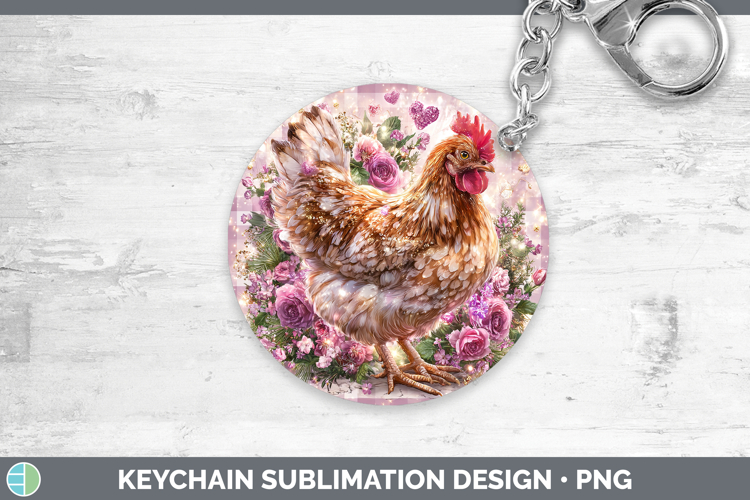 Chicken Farm Checker Valentine Keychain Sublimation Design