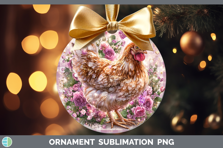 Chicken Farm Checker Valentine Ornament Sublimation Design