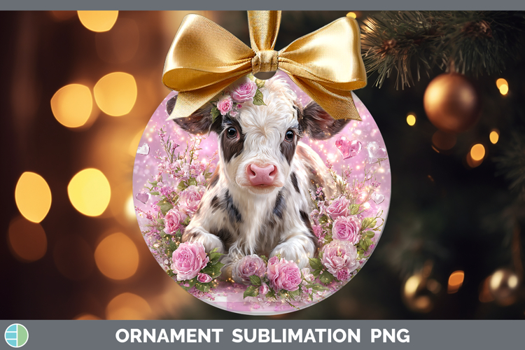 Cow Farm Checker Valentine Ornament Sublimation Design