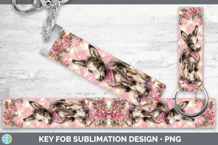Donkey Farm Checker Valentine Key Fob Sublimation Design