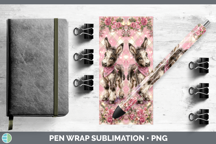 Donkey Farm Checker Valentine Pen Wrap Sublimation Design