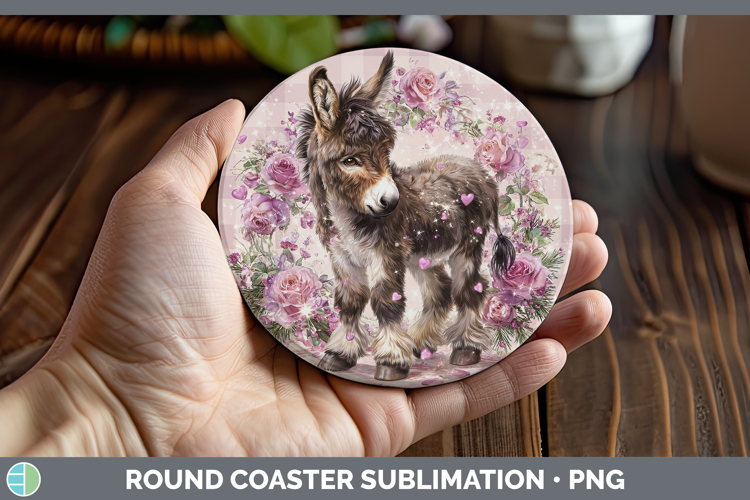 Donkey Farm Checker Valentine Round Coaster Sublimation Desi