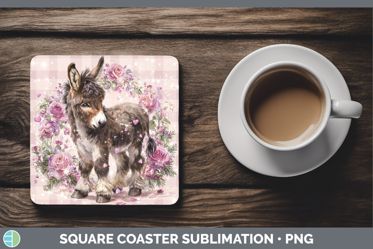 Donkey Farm Checker Valentine Square Coaster Sublimation Des