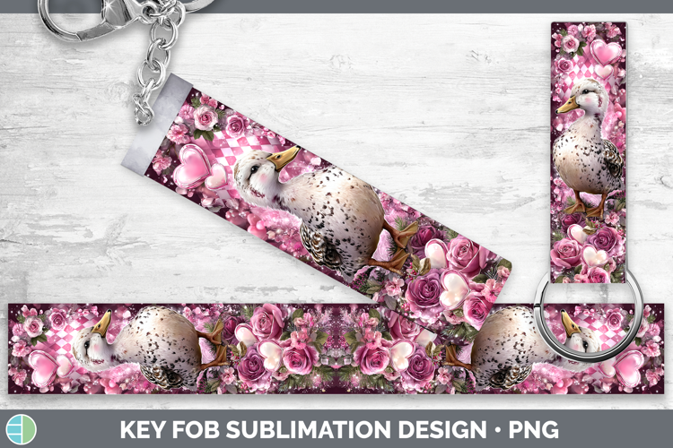 Duck Farm Checker Valentine Key Fob Sublimation Design