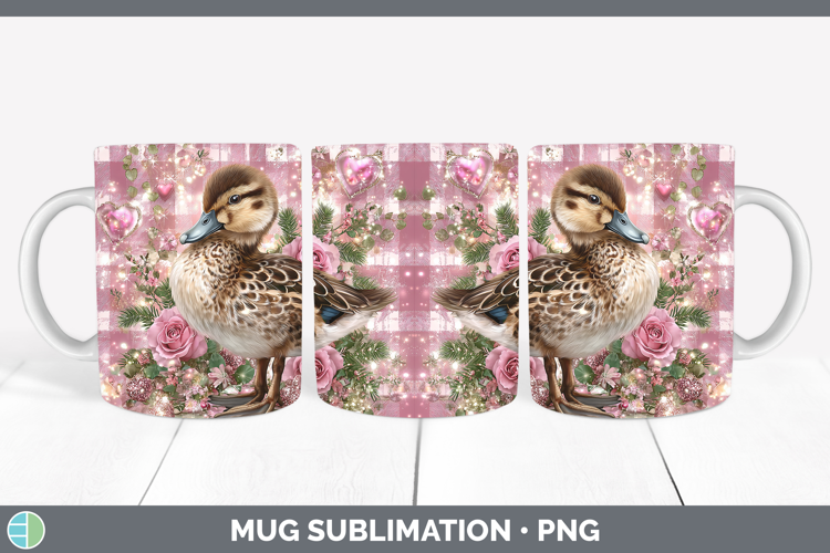 Duck Farm Checker Valentine Mug Wrap Sublimation Design