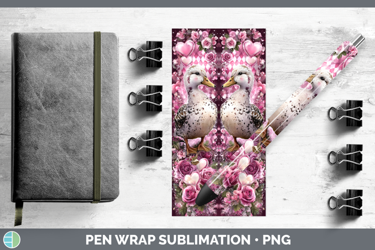 Duck Farm Checker Valentine Pen Wrap Sublimation Design