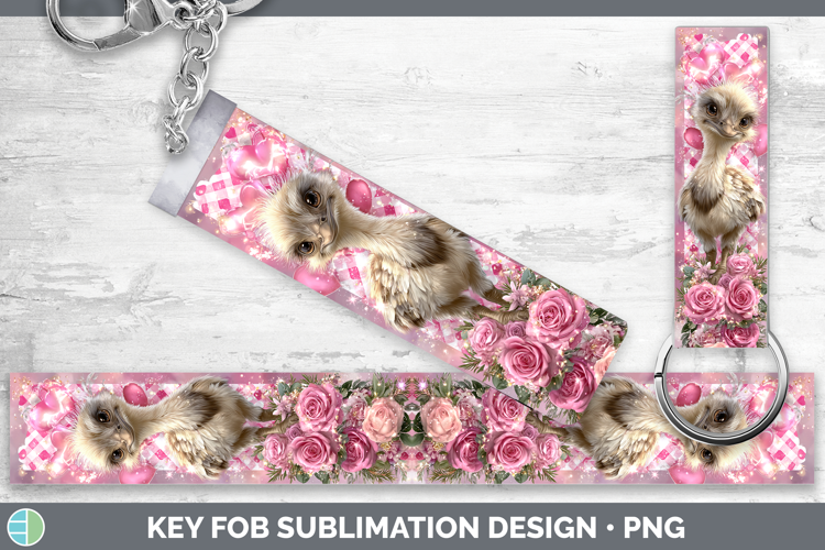 Emu Farm Checker Valentine Key Fob Sublimation Design