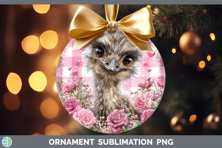 Emu Farm Checker Valentine Ornament Sublimation Design