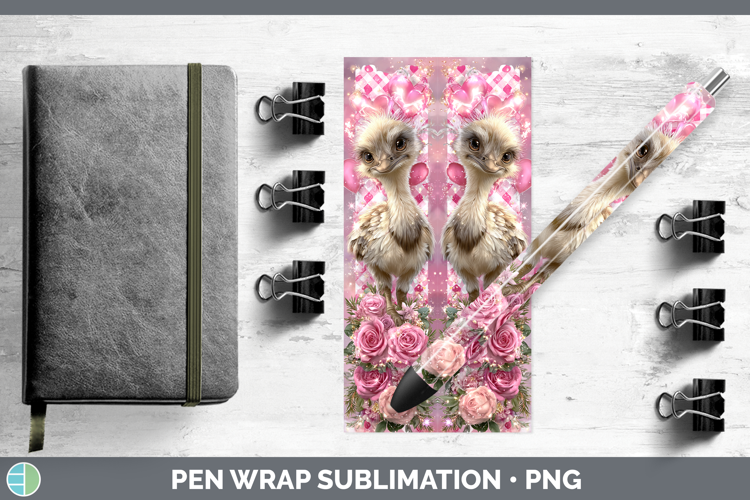 Emu Farm Checker Valentine Pen Wrap Sublimation Design