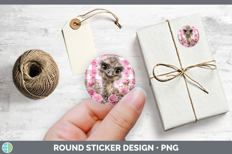 Emu Farm Checker Valentine Stickers Design