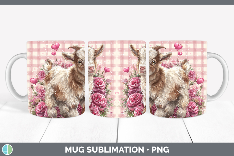 Goat Farm Checker Valentine Mug Wrap Sublimation Design