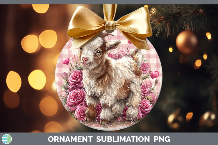 Goat Farm Checker Valentine Ornament Sublimation Design