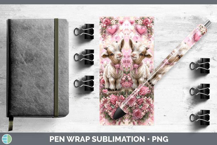 Goat Farm Checker Valentine Pen Wrap Sublimation Design