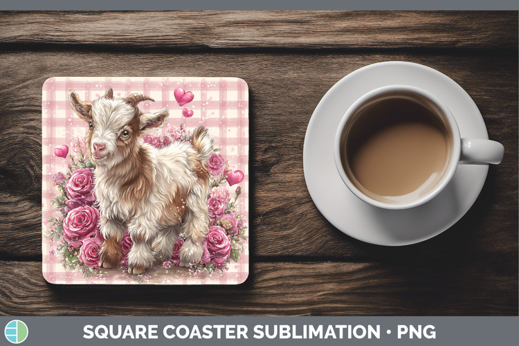 Goat Farm Checker Valentine Square Coaster Sublimation Desig