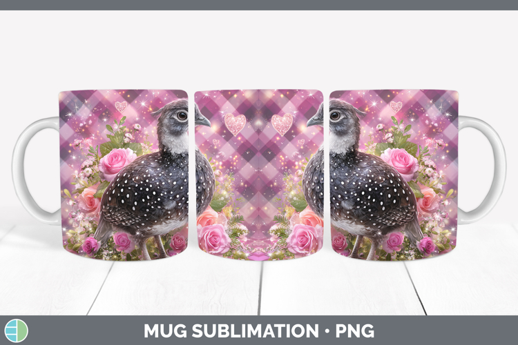 Guinea Hen Farm Checker Valentine Mug Wrap Sublimation Desig