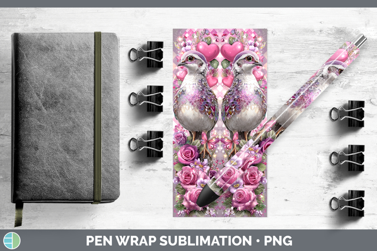 Guinea Hen Farm Checker Valentine Pen Wrap Sublimation Desig
