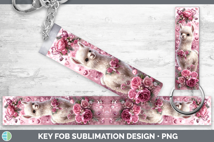 LLama Farm Checker Valentine Key Fob Sublimation Design