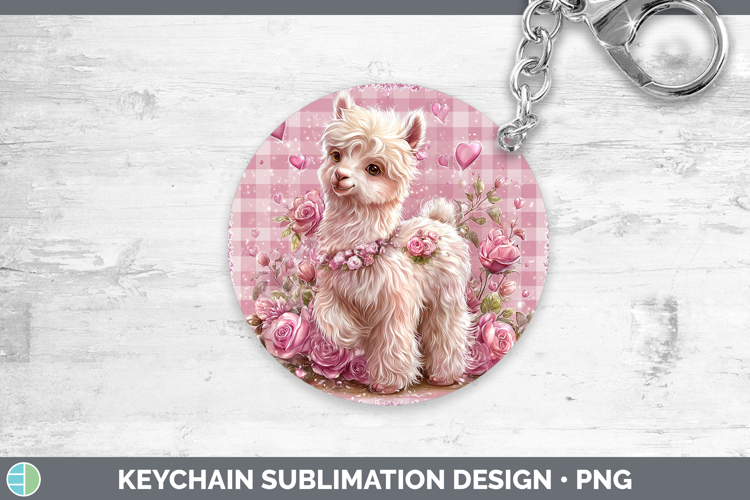 LLama Farm Checker Valentine Keychain Sublimation Design