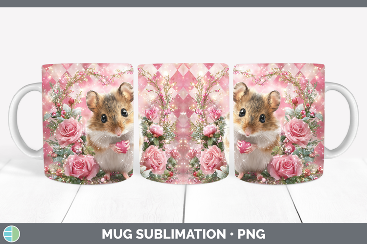 Mouse Farm Checker Valentine Mug Wrap Sublimation Design