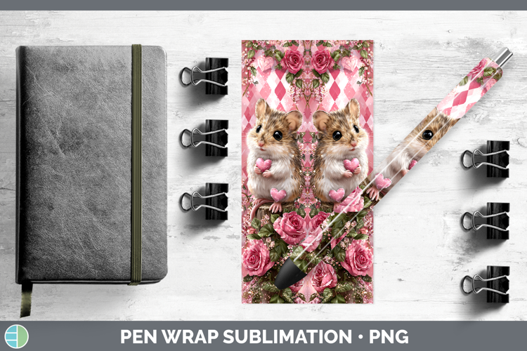 Mouse Farm Checker Valentine Pen Wrap Sublimation Design