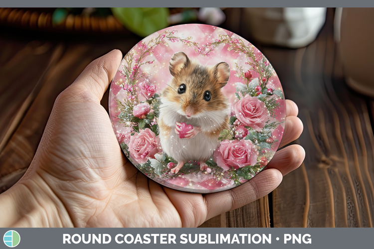 Mouse Farm Checker Valentine Round Coaster Sublimation Desig