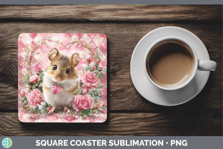 Mouse Farm Checker Valentine Square Coaster Sublimation Desi