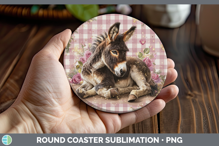 Mule Farm Checker Valentine Round Coaster Sublimation Design
