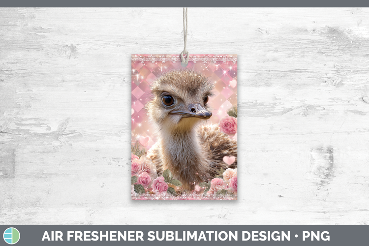 Ostrich Farm Checker Valentine Air Freshener Sublimation Des