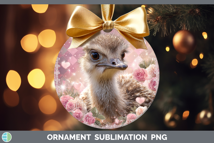 Ostrich Farm Checker Valentine Ornament Sublimation Design