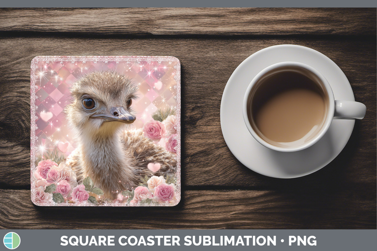 Ostrich Farm Checker Valentine Square Coaster Sublimation De