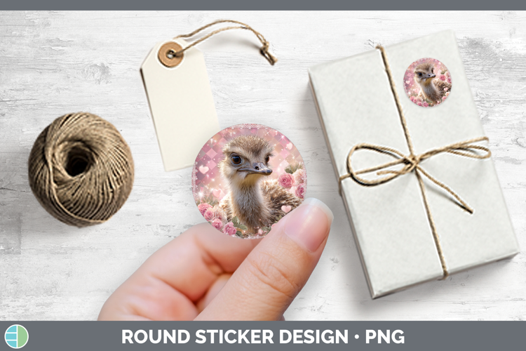 Ostrich Farm Checker Valentine Stickers Design