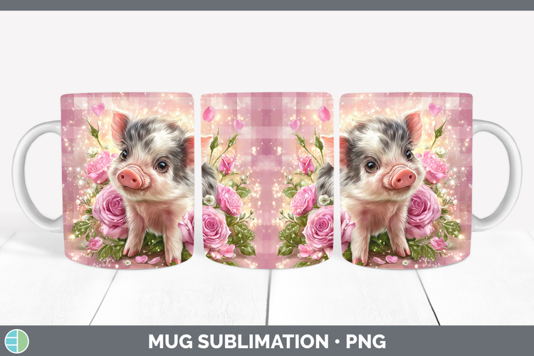 Pig Farm Checker Valentine Mug Wrap Sublimation Design