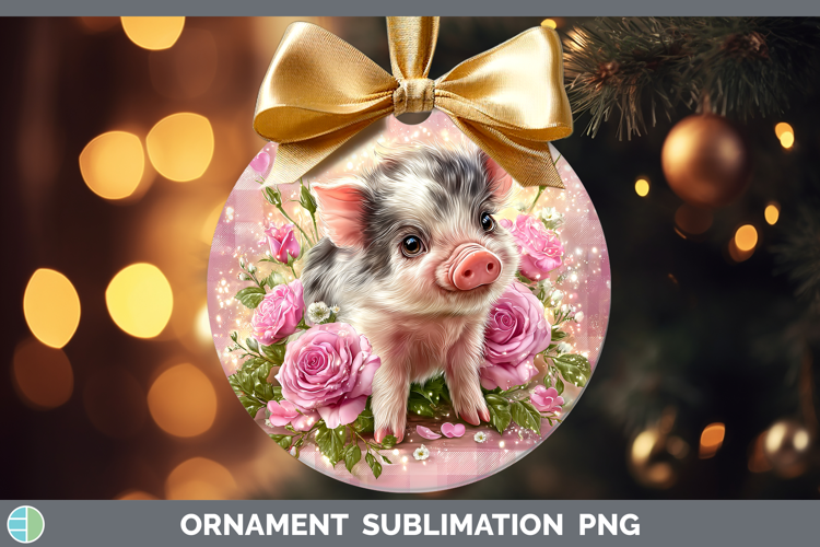 Pig Farm Checker Valentine Ornament Sublimation Design