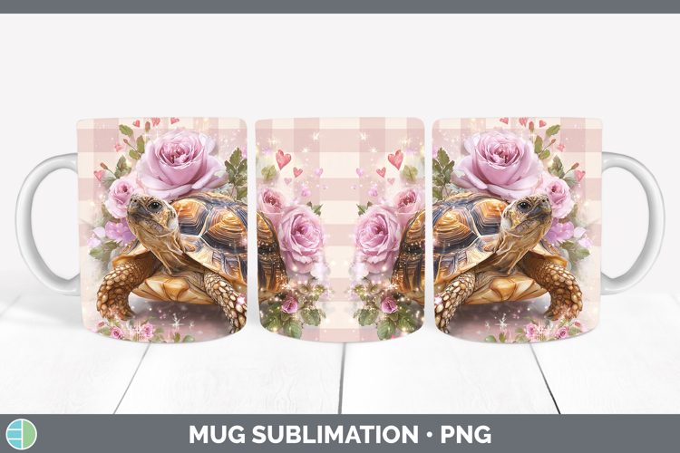 Tortoise Farm Checker Valentine Mug Wrap Sublimation Design
