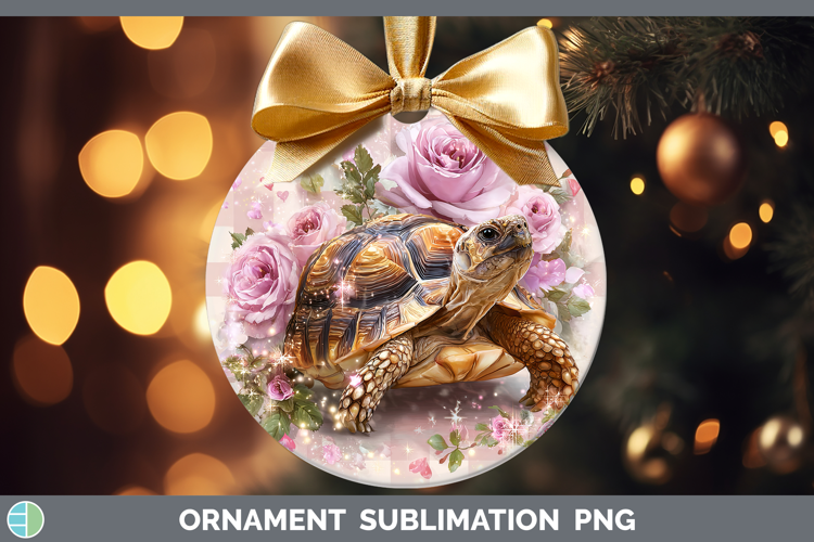 Tortoise Farm Checker Valentine Ornament Sublimation Design
