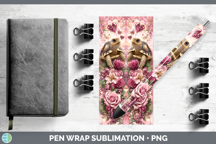 Tortoise Farm Checker Valentine Pen Wrap Sublimation Design