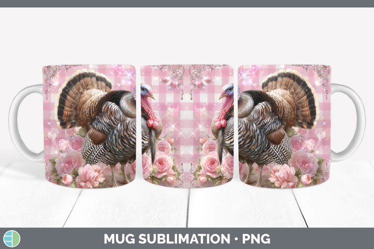 Turkey Farm Checker Valentine Mug Wrap Sublimation Design