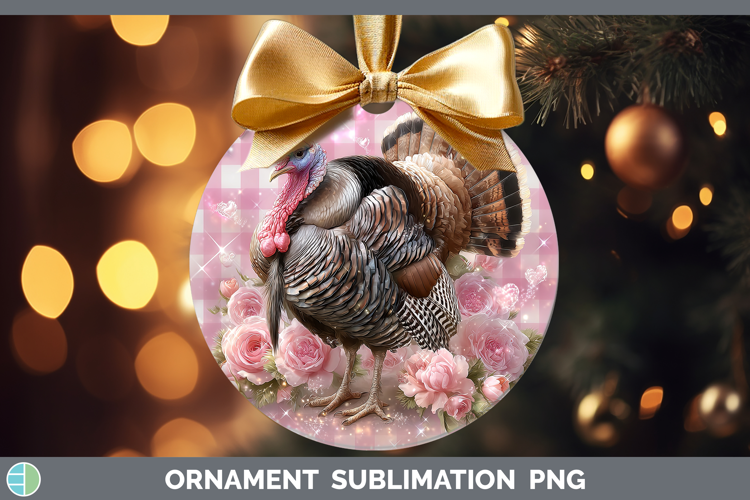 Turkey Farm Checker Valentine Ornament Sublimation Design