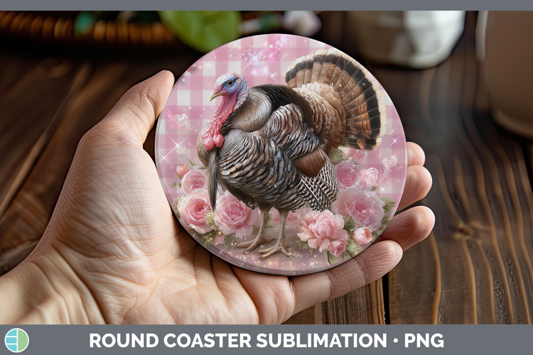 Turkey Farm Checker Valentine Round Coaster Sublimation Desi