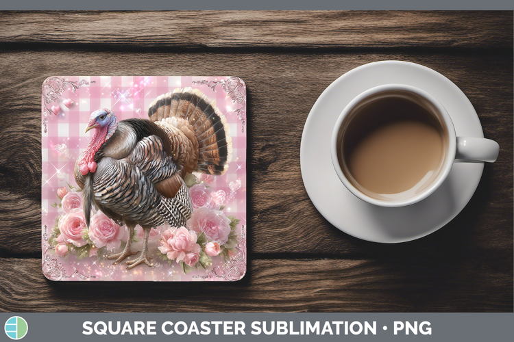Turkey Farm Checker Valentine Square Coaster Sublimation Des
